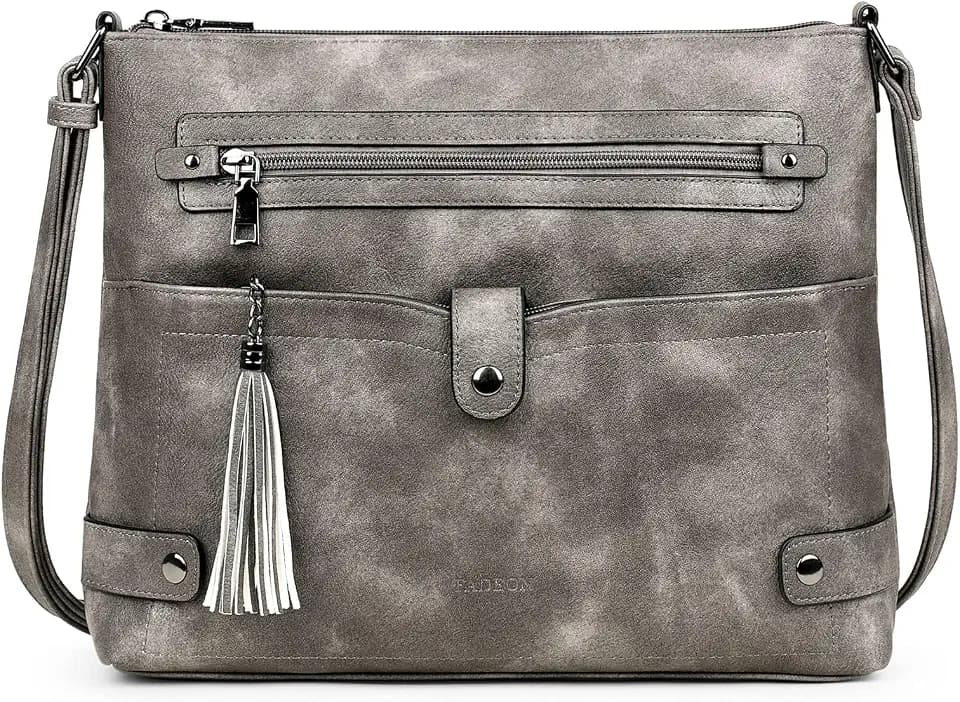 FADEON Large Crossbody Bag for Women, Waterproof Leather Purses for Women
