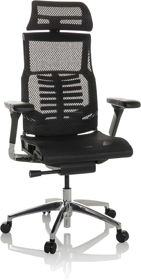 hjh OFFICE Profi Bürostuhl POFIT GEN2 Netz ergonomischer Drehstuhl mit Flexibler Lordosenstütze, Schwarz, 652284
