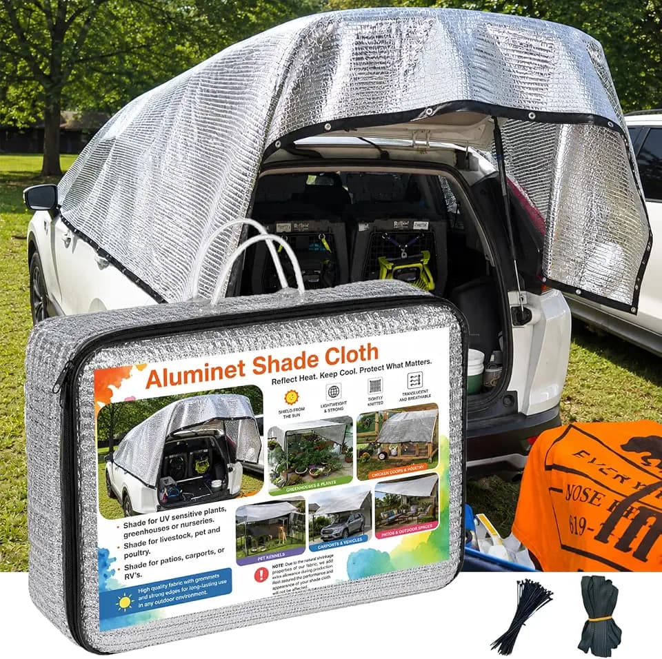 12x25FT 85% Aluminet Shade Cloth with Grommets, Heat Reflective Tarp Cover