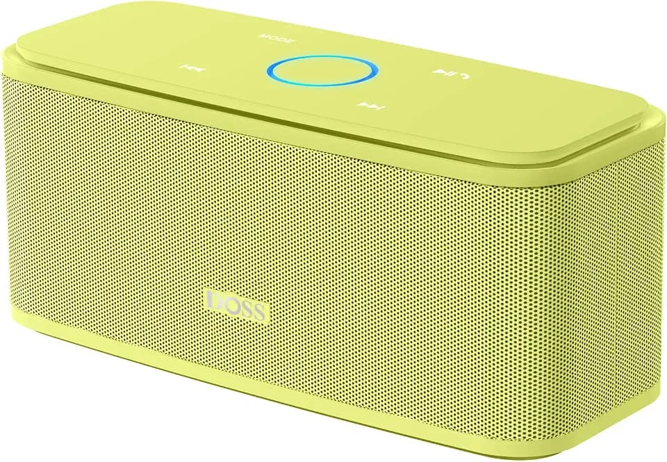 DOSS SoundBox Bluetooth Lautsprecher,12W Klar und Ausgewogen Sound mit Bass, Intuitiv Touch Control, 20h Akku, IPX5 Wasserdicht, Bluetooth 5.0, Musikbox für Handy, Büro, Hause, Draußen- Gelb