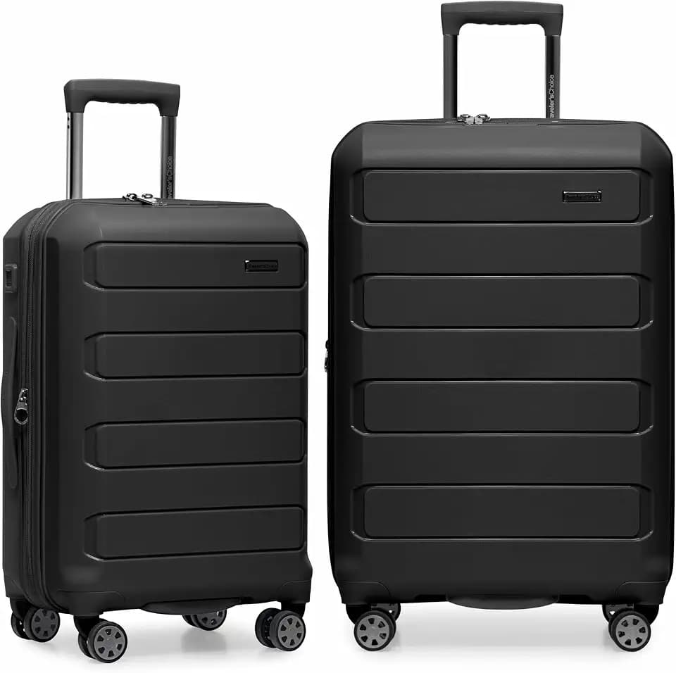 Traveler's Choice Pagosa Hardshell Expandable Luggage with Spinner Wheels, Black, 2-Piece Set (22/27)