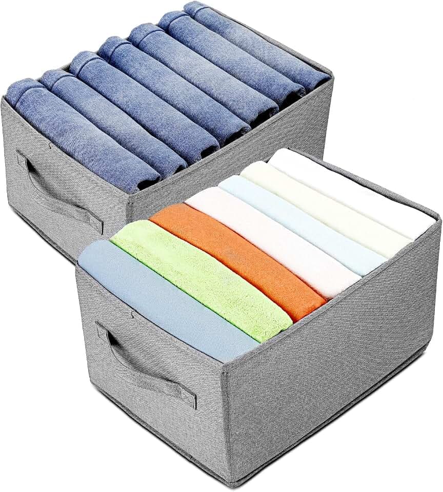 AiQInu Jeans Kleiderschrank Organizer,2 Stück 7 Zellen Faltbare Schrank Organizer,Ordnungssystem Kleiderschrank für Jean, Tshirt und Unterwäsche
