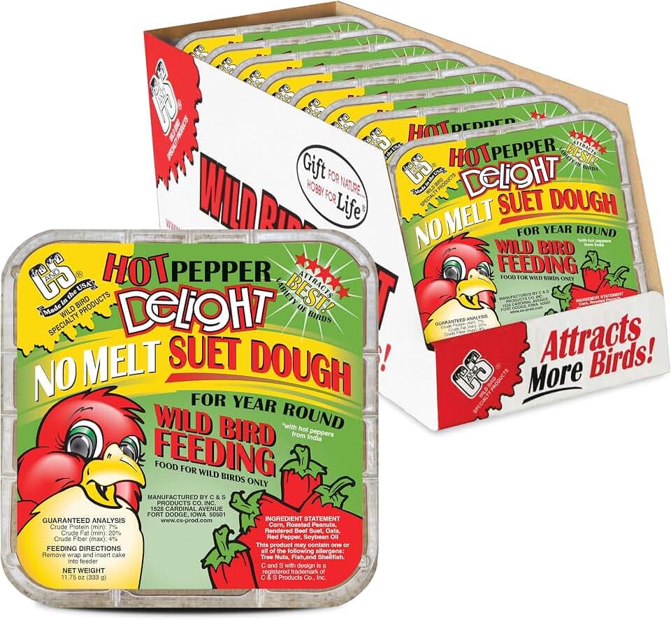 C&S Hot Pepper Delight No Melt Suet Dough, Suet Cakes for Wild Birds