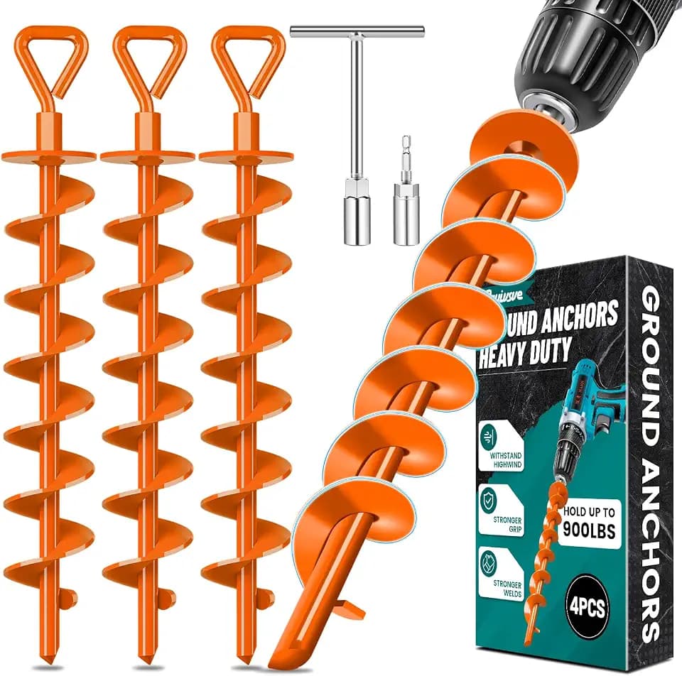 Ground Anchors Screw in, Trampoline Anchors for High Wind