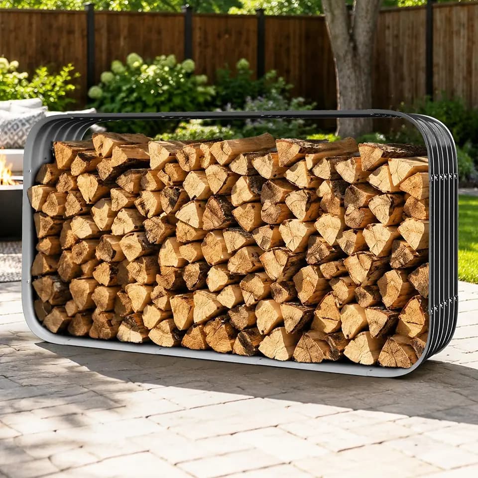 5.5 X 2.7 X 1.5 FT Cuboid / 4FT Square Black Firewood Rack Outdoor / Indoor