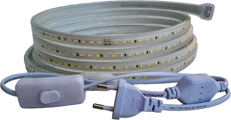 LED-Streifen, 220 V, 2835, 120 LEDs, hohe Helligkeit, mit Schalter, wasserdicht, kaltweiß/neutral/warm, IP67 Streifen (warmweiß, 2 m)