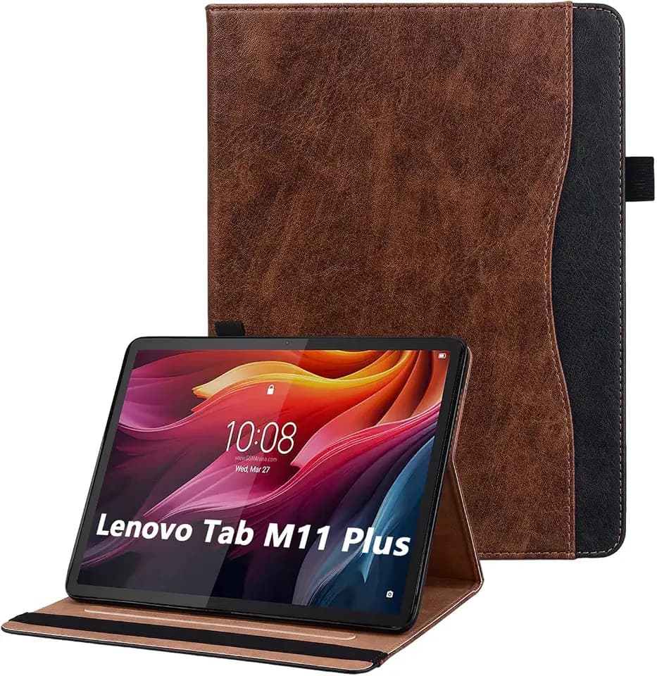 Hülle für Lenovo Tab M11 Plus/Lenovo Tab K11 Plus 11.4 Zoll 2024 Folio Schutzhülle mit Tasche Ständer PU Lederhülle Flip Case Cover für Tab K11 Plus Tablette,Braun