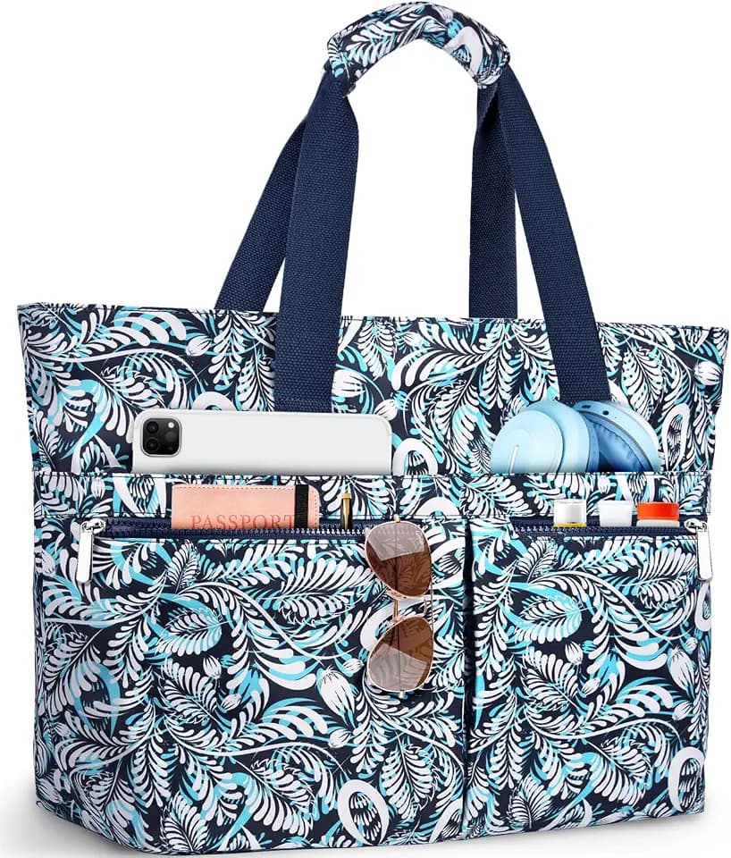 HUANLANG Large Beach Bags for Women Pool Bag with Zipper, Waterproof Sandproof Beach Tote Travel Bag with Wet Pocket