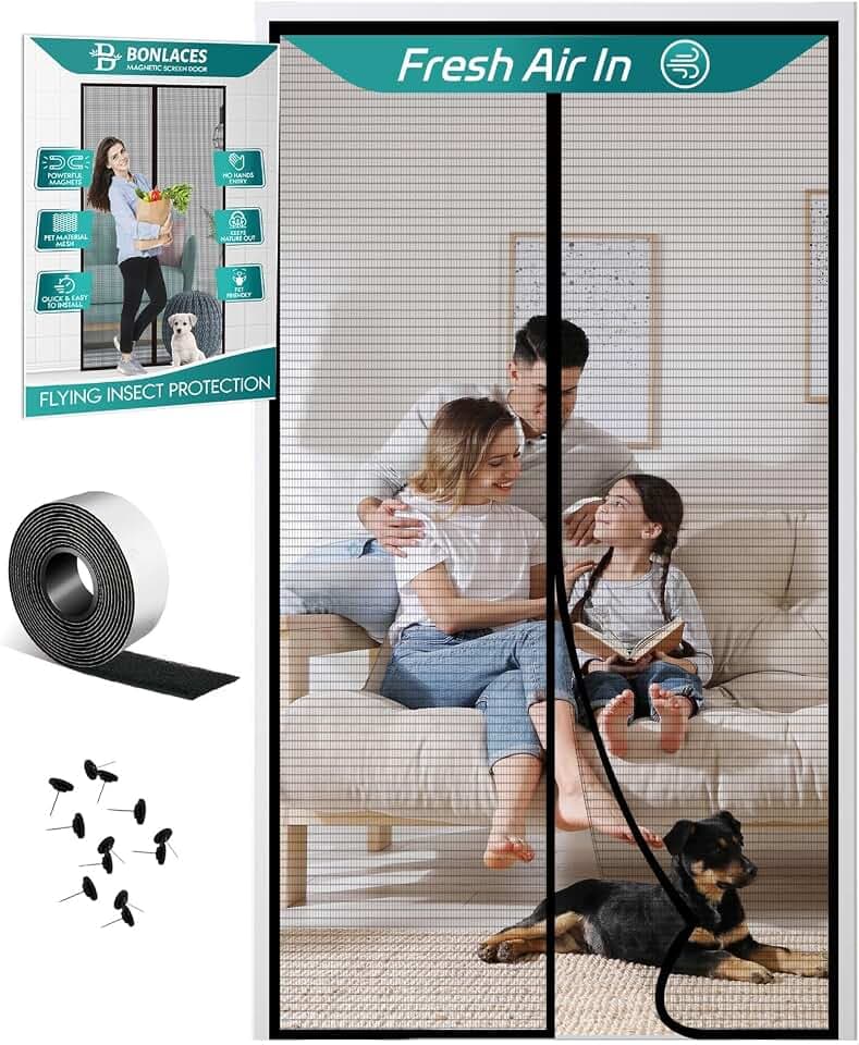 Magnetic Screen Door with Upgraded PET Material Mesh- Easy Installation, Tear-Resistant, Pet and Kid Friendly