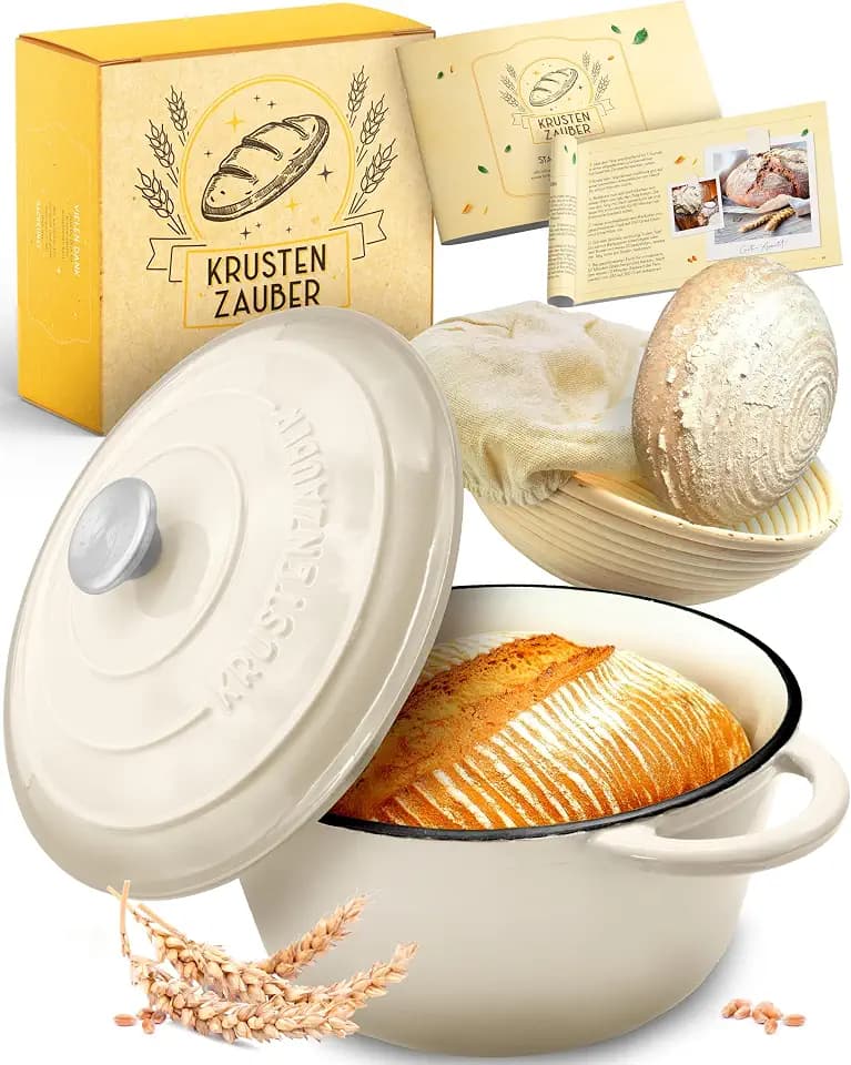 KRUSTENZAUBER Brotbackfom Topf mit Deckel für selbstgemachtes Brot zu Hause