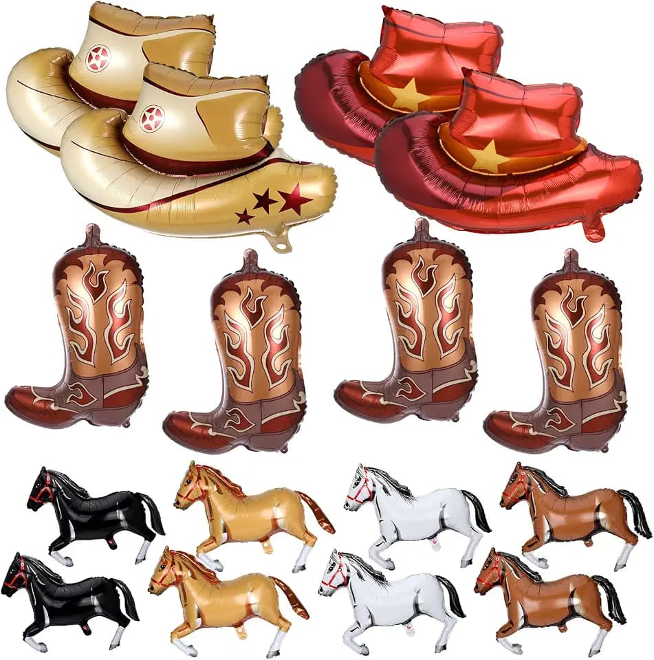 16 Pcs Western Balloons,Cowboy Party Decorations Rodeo Western Party Decorations Boot Horse Cowboy Balloons Decor Cowgirl Boot Balloon Horse Cowboy Hat for Western Themed Birthday Party