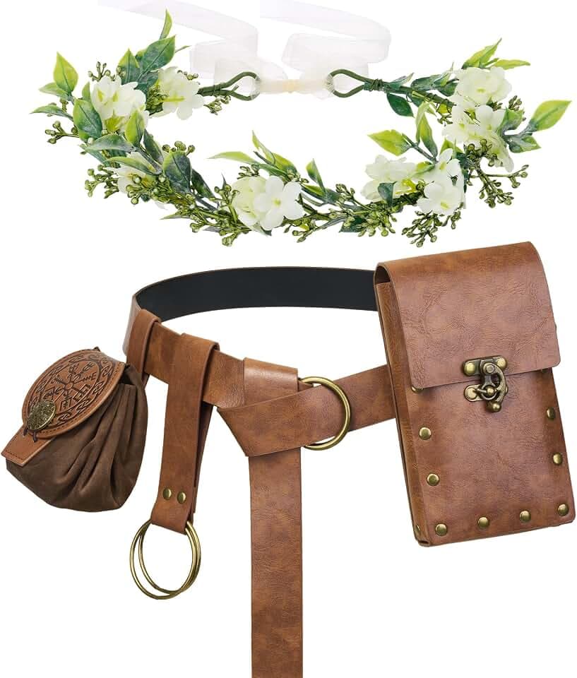 Renaissance Accessories,Medieval Viking Belt,Ren Faire Pirate Costumes Set