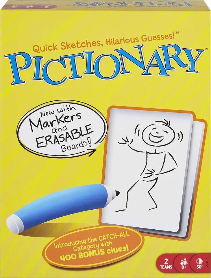 Mattel Games Pictionary Board Game for Ages 8+, 2 Teams