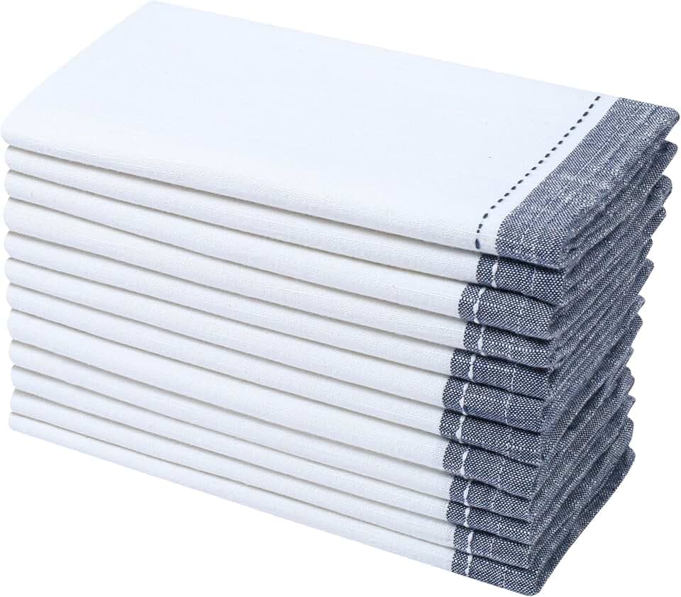 Cotton Cloth Napkins Set of 12 White, 18x18 Inch
