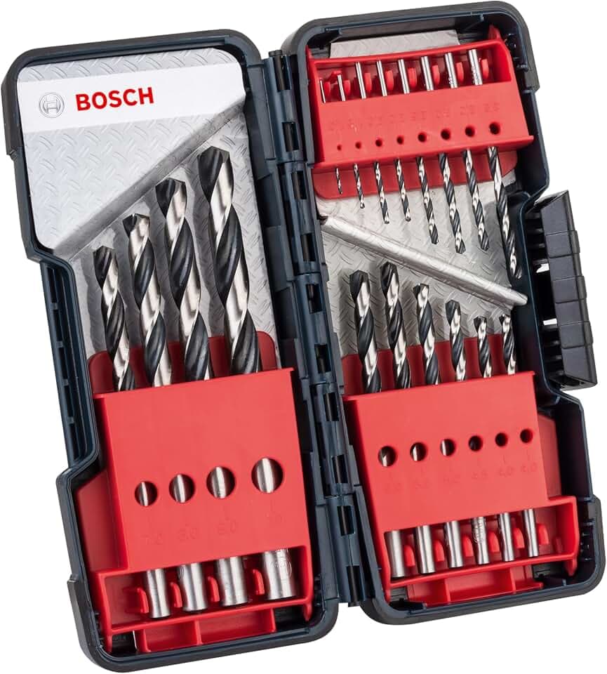Bosch 18-tlg. HSS Spiralbohrer Set PointTeQ (für Metall, in ToughBox, Ø 1–10 mm, Professional Zubehör Bohrmaschine)