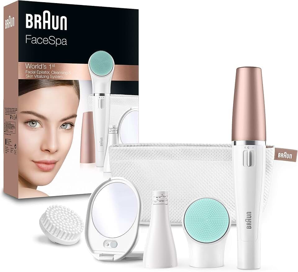 Braun FaceSpa Gesichtsepilierer Damen, 851v, Weiß/Bronze