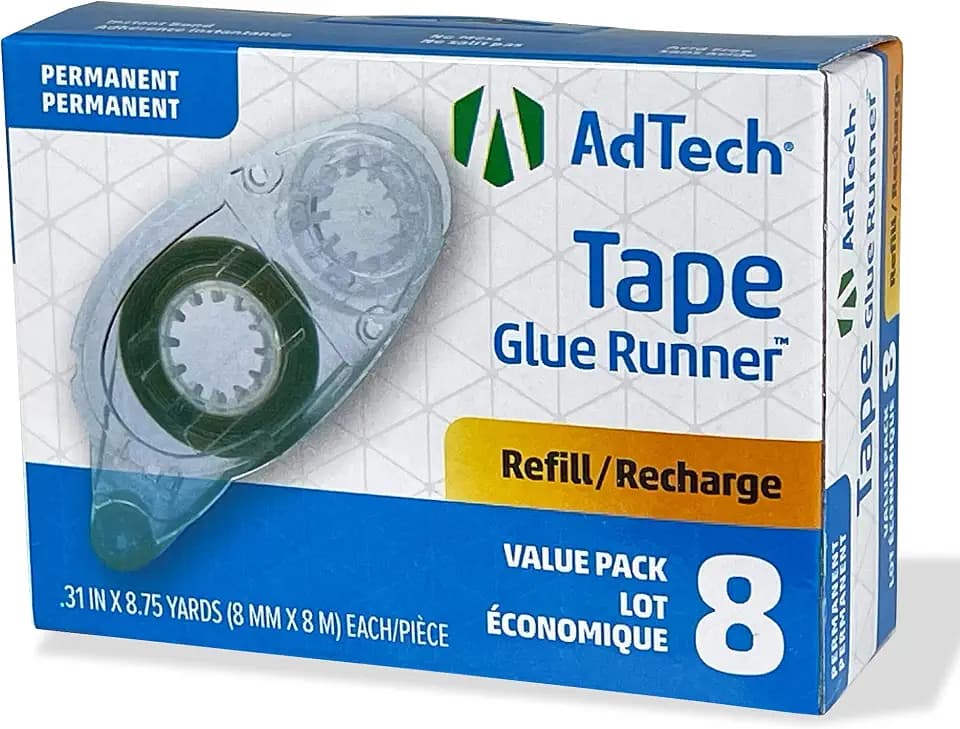 AdTech 05674 Permanent Crafter's Tape Refills, Pack of 8, Clear