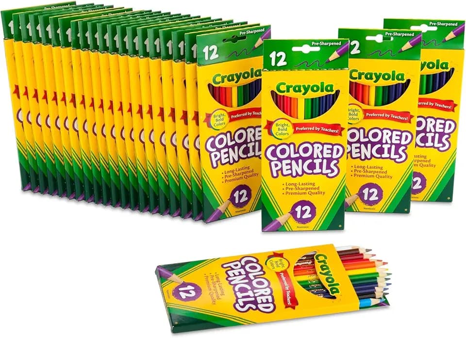 Crayola Bulk Colored Pencils for Kids (24pk), Teacher Classroom Must Haves, School Supplies for Preschool & Kindergarten, 12 Colors