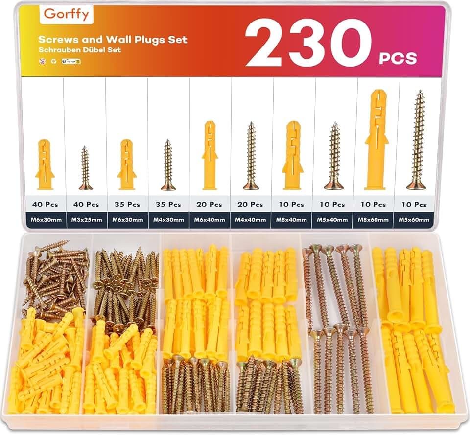 230 Stück Schrauben Dübel Set, 115 Spreizdübel M3-M8