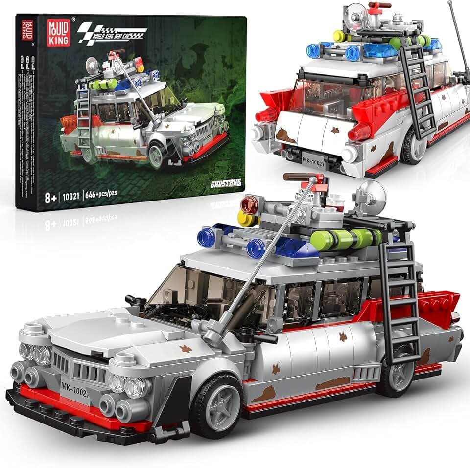 Mould King Ghost Car ECTO-1 Building Sets for Boys Age 14+&Ghost Bus Movie Fans, Creative Classic Cars 10021 Cool Vehicles Model Kits Birthday Gifts for Adults/Teens,636PCS
