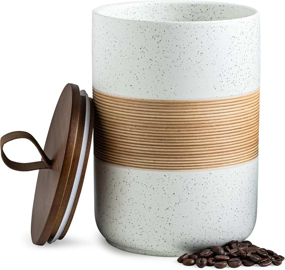 Miamolo Large Coffee Container with Lid, Ceramic Coffee Jar for Counter