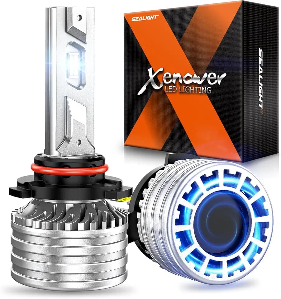 SEALIGHT 9005 Bulbs, 120,000LM 1700% Brightness, 9005/HB3 6500K White, IP68 Waterproof 80,000Hrs Lifespan, 5X Heat Dissipation Driving Bulbs, Plug and Play, 2 Pack