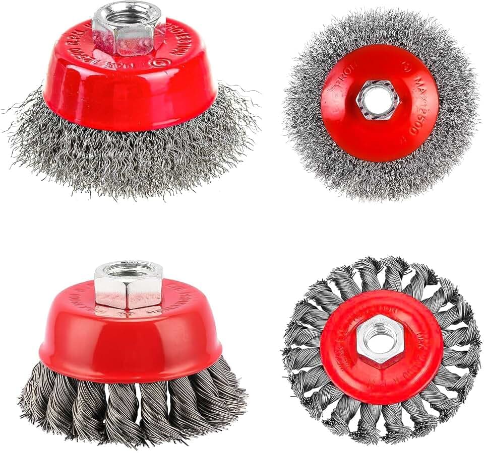 4 Stück Winkelschleifer Drahtbürsten Set, M14 Stahlbürste Akkuschrauber, 75/100 mm Drahtbürste Flex, Topfbürste Bohrmaschine, für Garten Unkraut und Moos