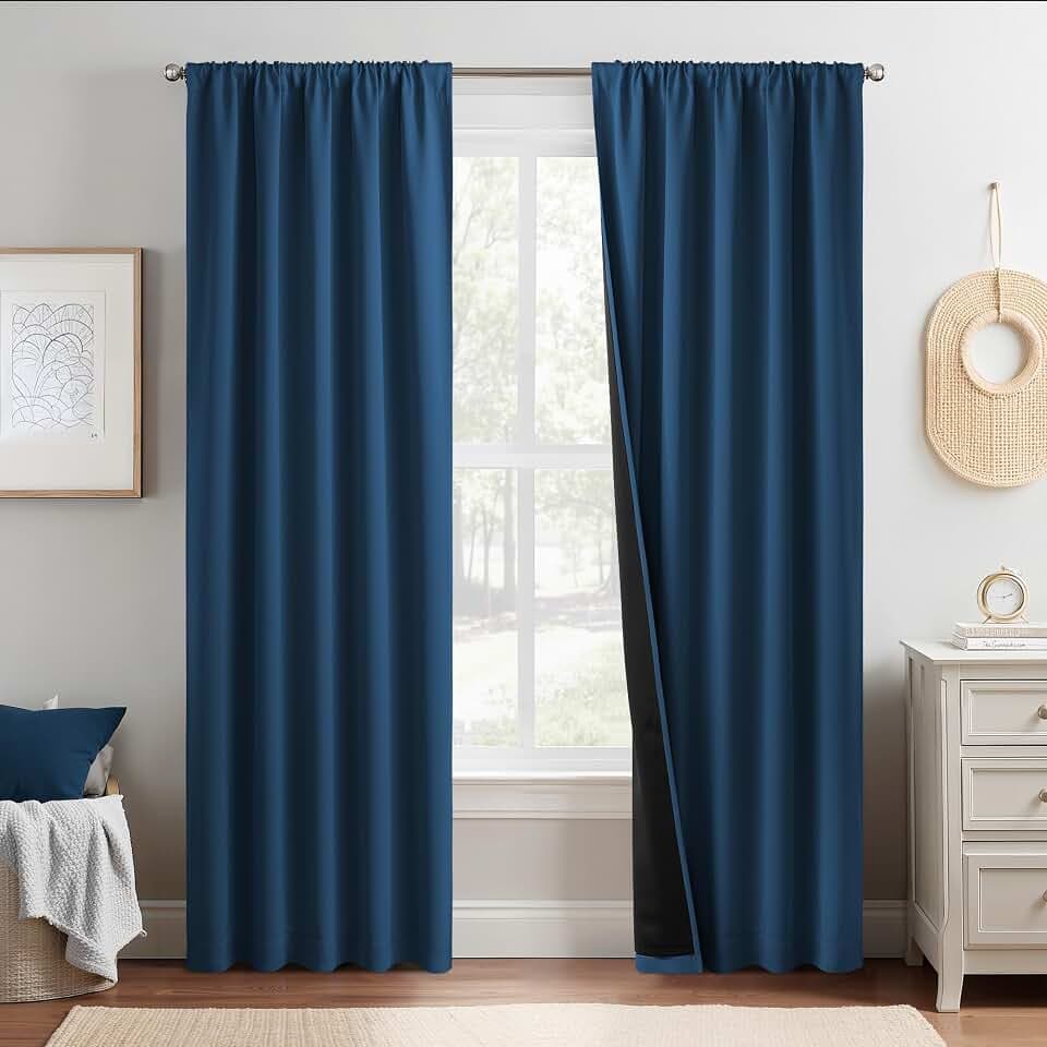 NICETOWN Moroccan Blue Blackout Curtains 52 x 84 inches Long for Bedroom