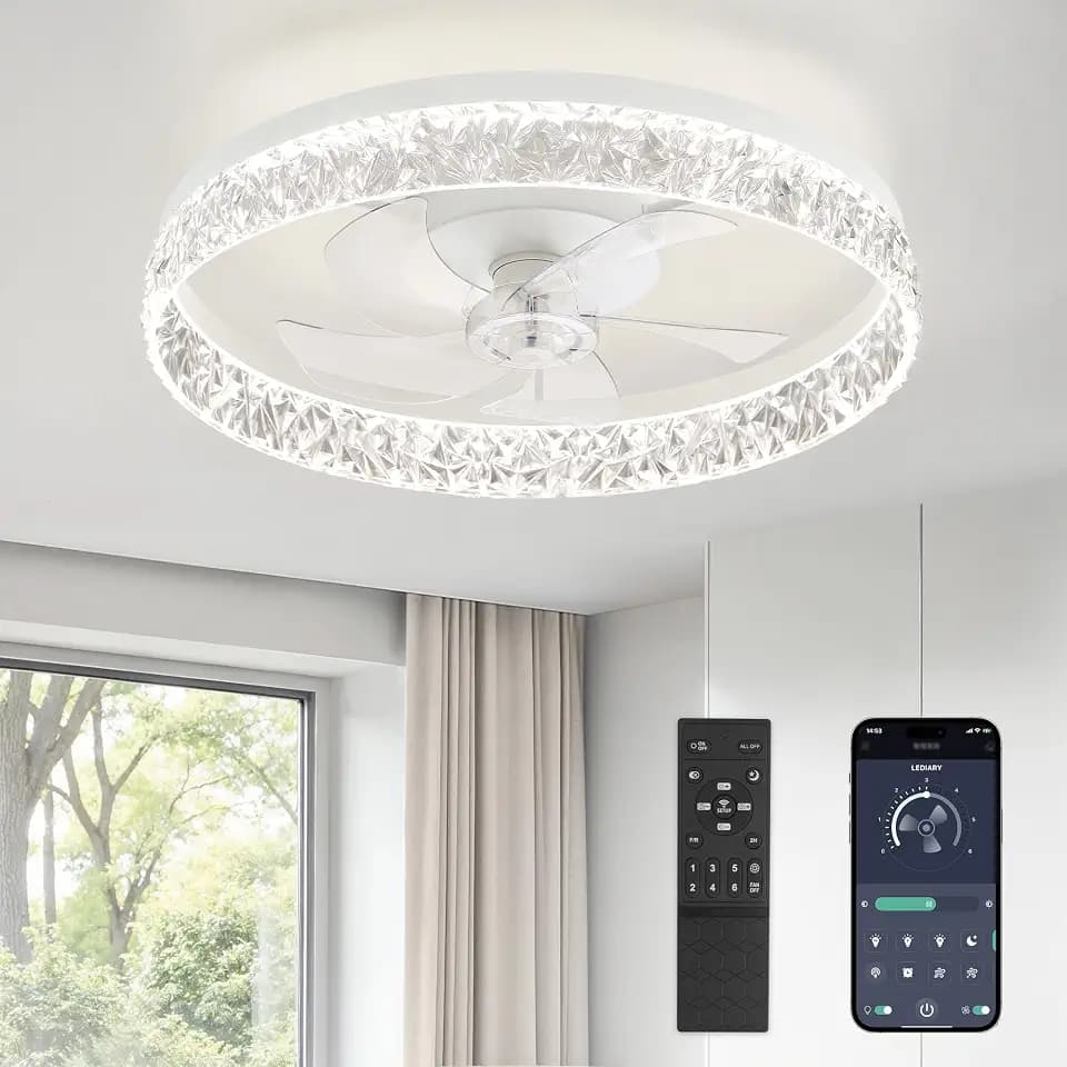 LEDIARY 22" Ceiling Fans with Lights and Remote, Fandelier White
