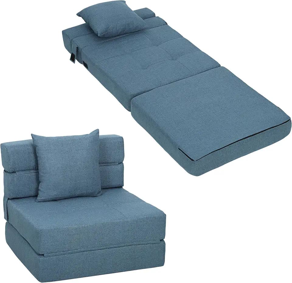 HOMCOM Sessel, ausklappbar, 1-Sitzer, Kissen, Abnehmbarer Bezug, 120 kg