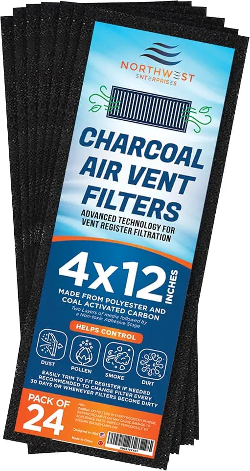 NORTHWEST ENTERPRISES Carbon Vent Filters 4"x12" 24 Pack, Odor Control