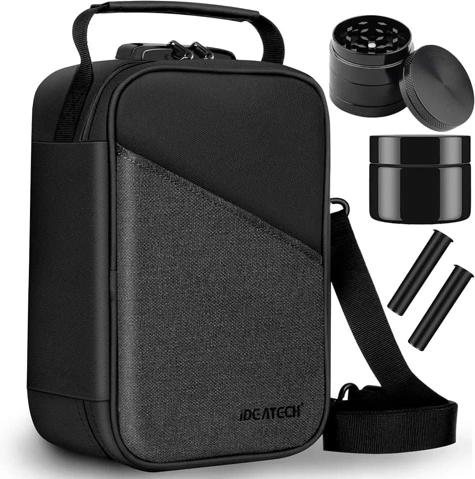 IDEATECH Smell Proof Bag, Stash Box Odor Proof, Smell Proof Containers with Lock, Odorless Travel Storage Bag, Home Organizer Case Lock Box with Accessories, Smell Proof Box Gift for Women/Men