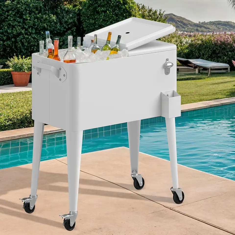 DWVO Ice Chest with Wheels,Portable 80 Quart Rolling Cooler with Handle