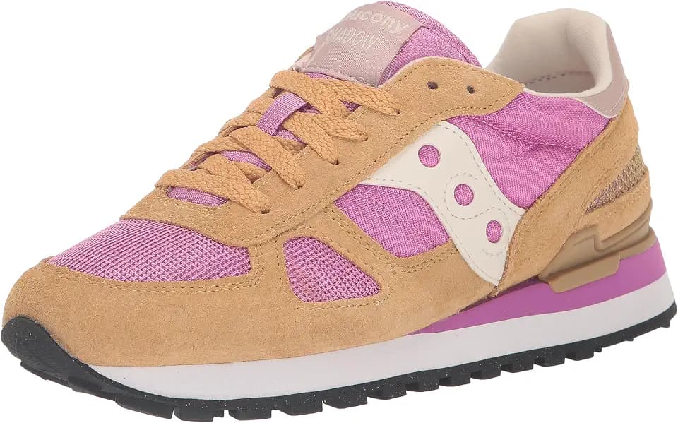 Saucony® Originals Shadow Original Summer Shoes for Women – Rubber Tread Pattern – TPU Heel – Lace-up Closure Beige/Pink 5 B - Medium