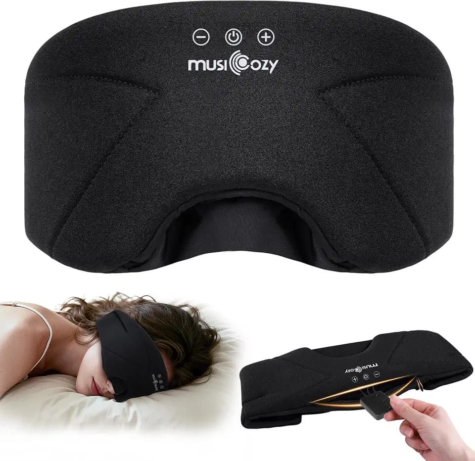 MUSICOZY Bluetooth Sleep Mask Headphones with HD Speakers for Side Sleepers
