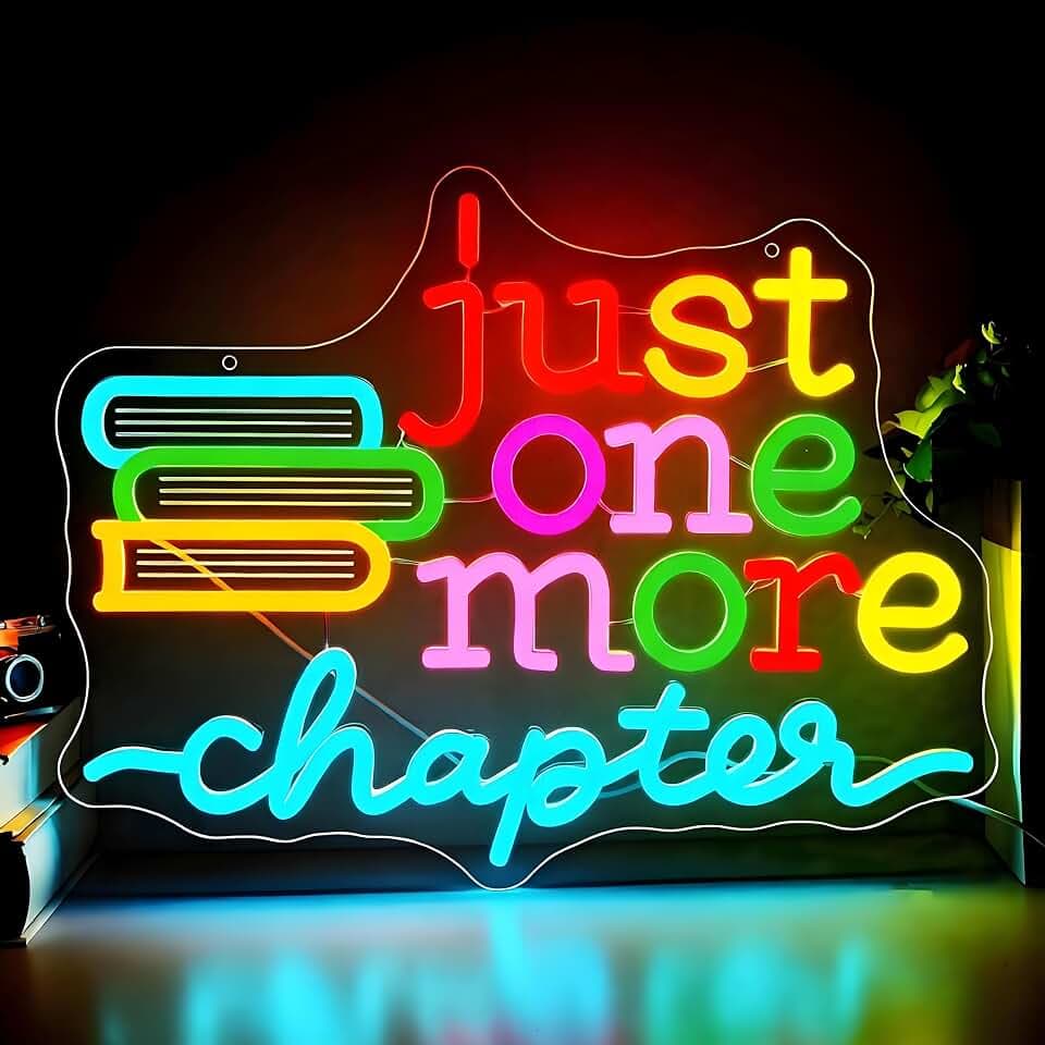 Just One More Chapter Neon Sign Wall Decor Reading Neon Light for Read Room