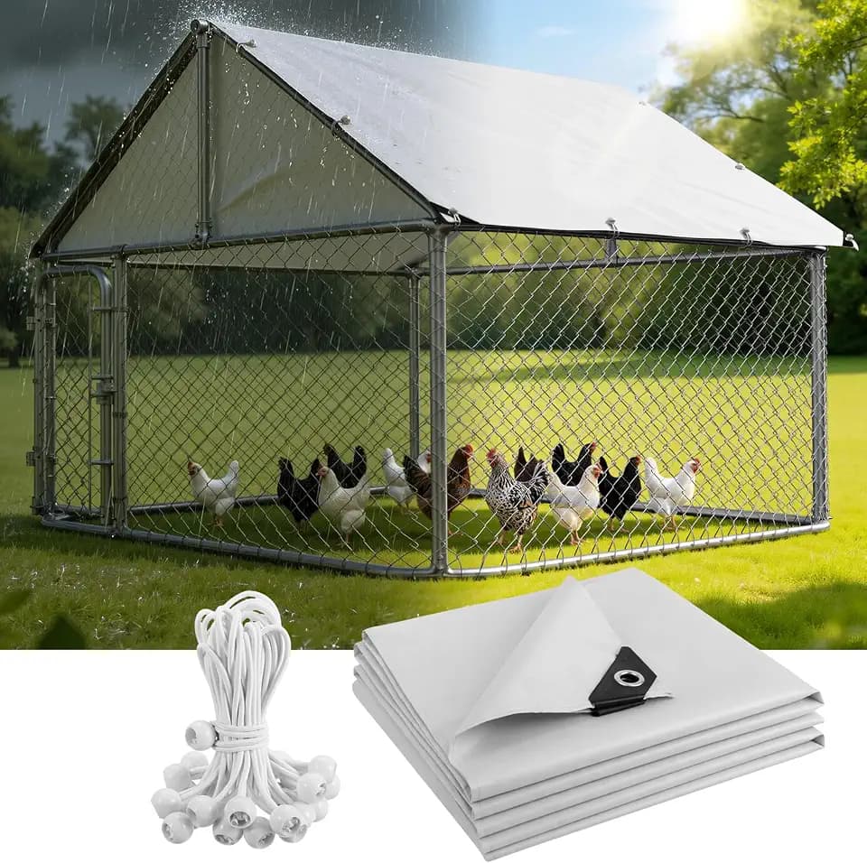 Chicken Coop Cover Waterproof, 11.7x6.7ft Tarp for Walk-in Chicken Run, 1PC
