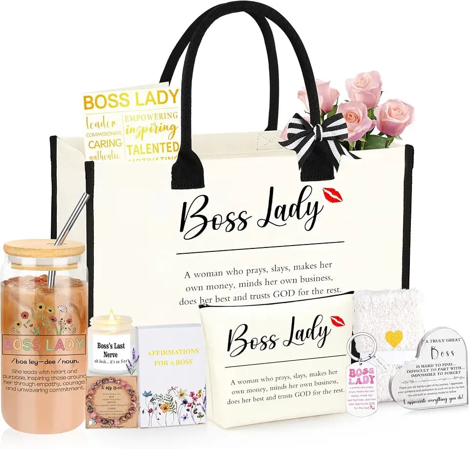 Boss Lady Gifts for Women Boss Gifts for Women Best Bosses Gift for Woman Thank You Appreciation Birthday Office Gift Set for Bosses Feamle 11 Pcs Gift