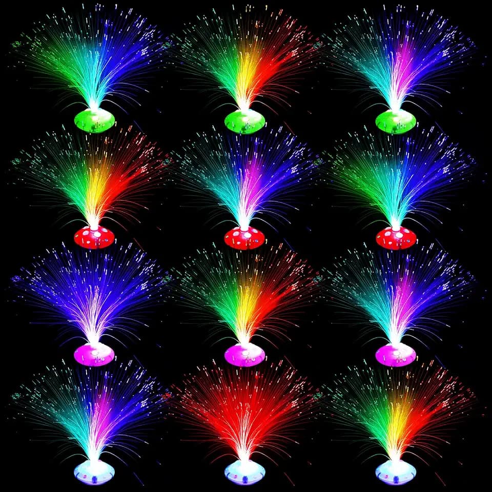 Retisee 12 Pcs Fiber Optic Lights Centerpieces Battery Powered Cone