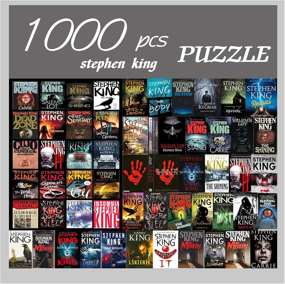 Stephen King Horror Novels 1000 Pieces Large Jigsaw Puzzles for Adults and Teens Ages 12 and Up Intellectual Puzzles Personalized Gift Ideal for DIY,Relaxation,Hobby,Entertainment 19.7x27.6 Inches