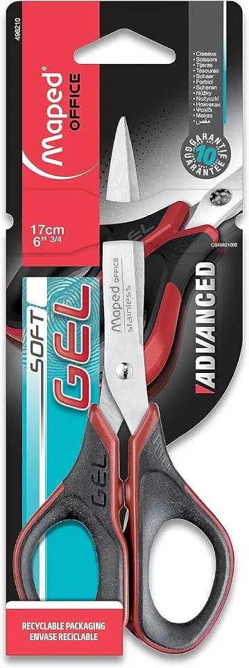 Maped M496210 - Schere Advanced Gel symmetrisch, 17 cm, schwarz/rot