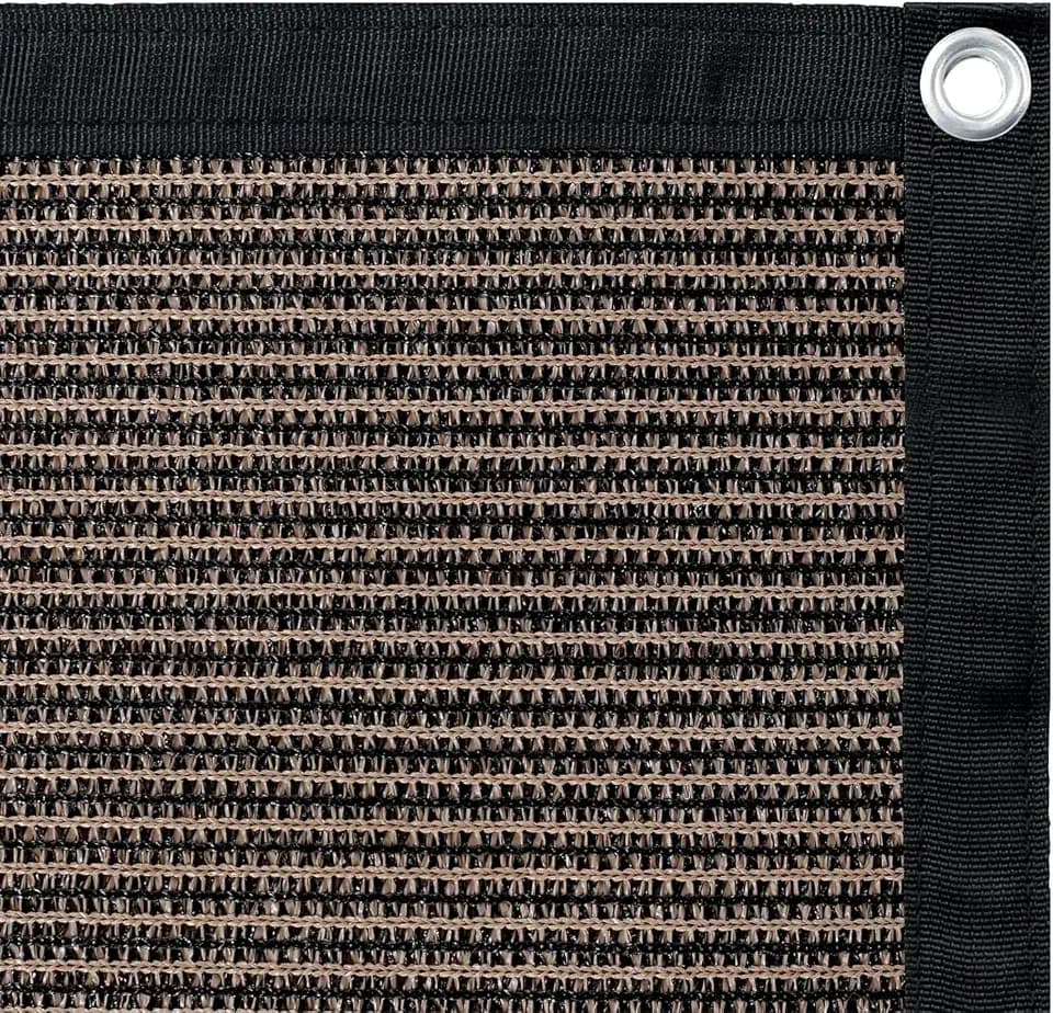 Shatex 90% Sun Shades for Patios 10x 16ft Shade Fabric Sun Shade Cloth Taped Edge with Grommets Sun-Block Mesh Shade for Pergola Cover Canopy Mocha, 12 Bungee Balls