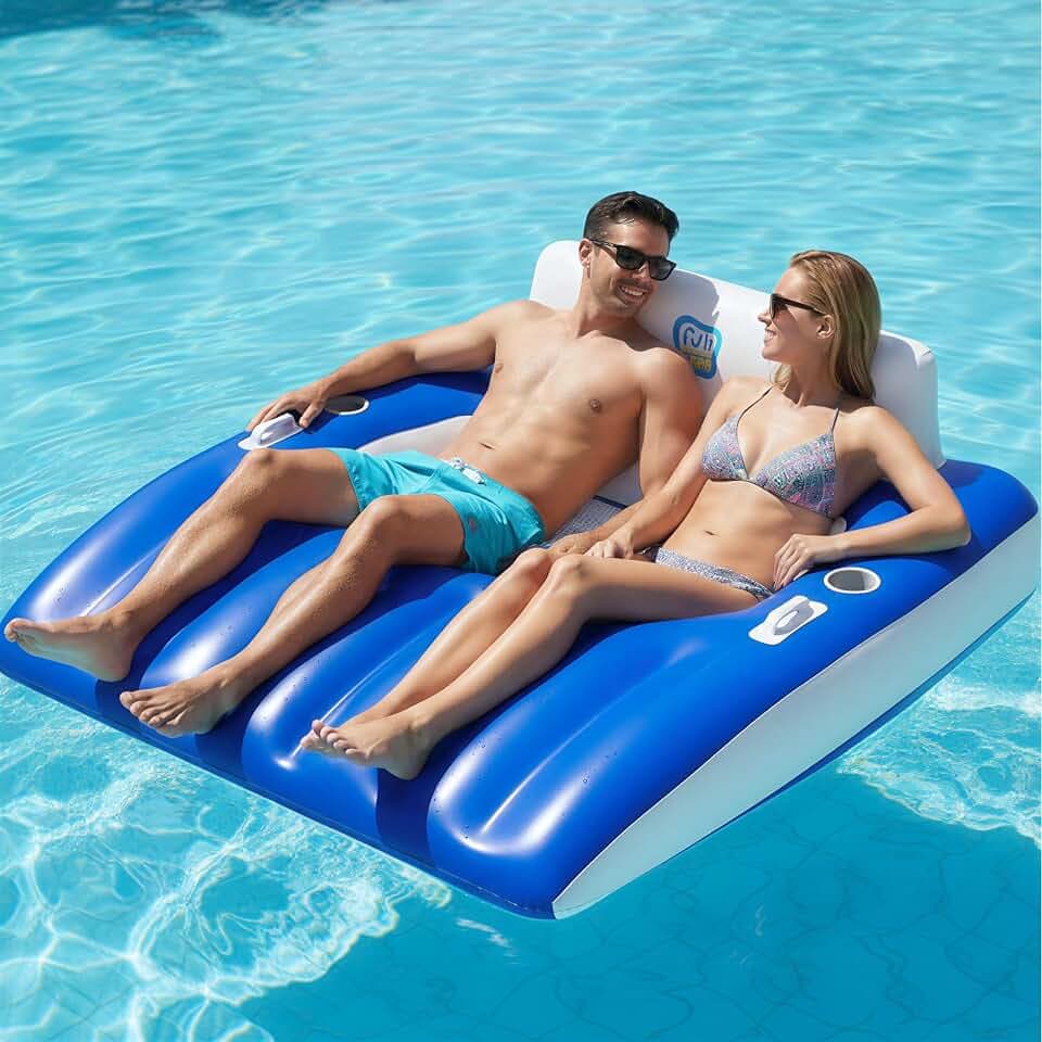 Funscape Inflatable Pool Lounge Floats Adult, Swimming Pool Floatie Blue