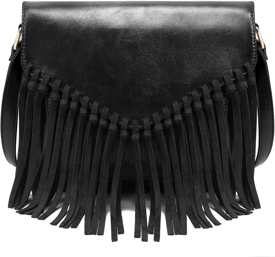 Small Fringe Purse Crossbody Bag for Women Pu Leather Handbag Shoulder Bag with Adjustable Strap