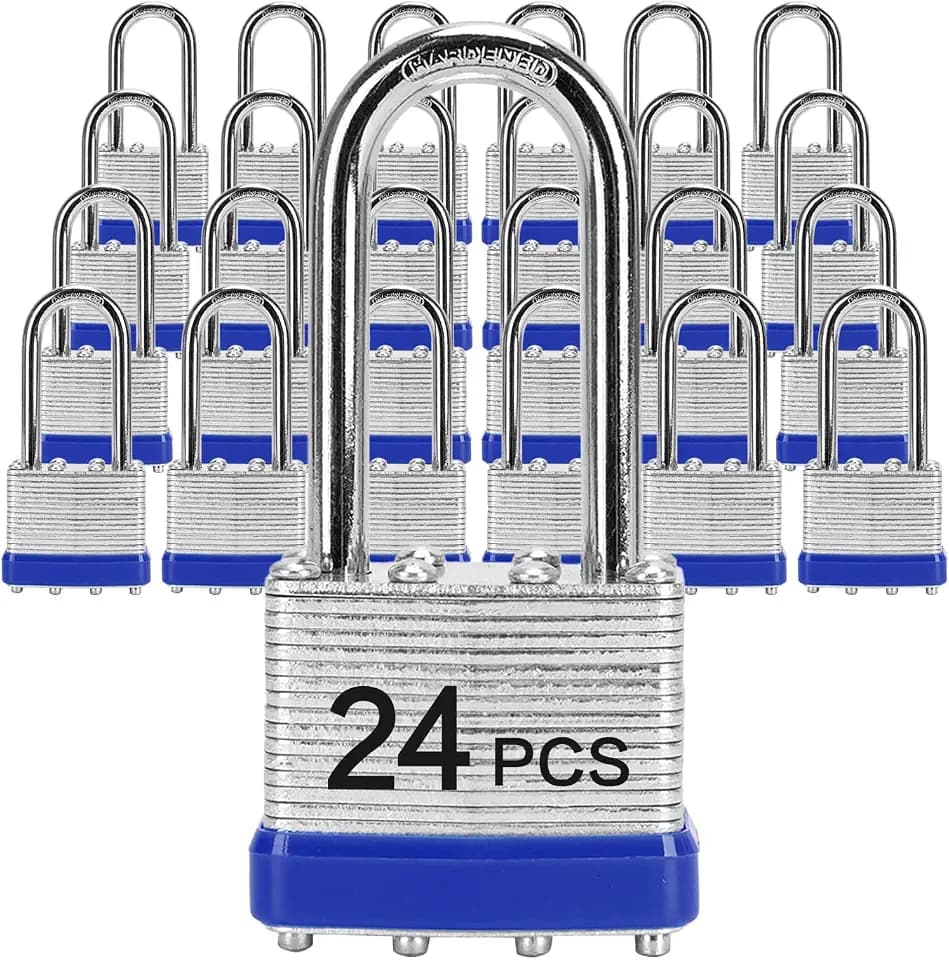 Padlocks with Same Key, LQYN 24 Pcs Laminated Steel Padlock (1-9/16", 40mm)