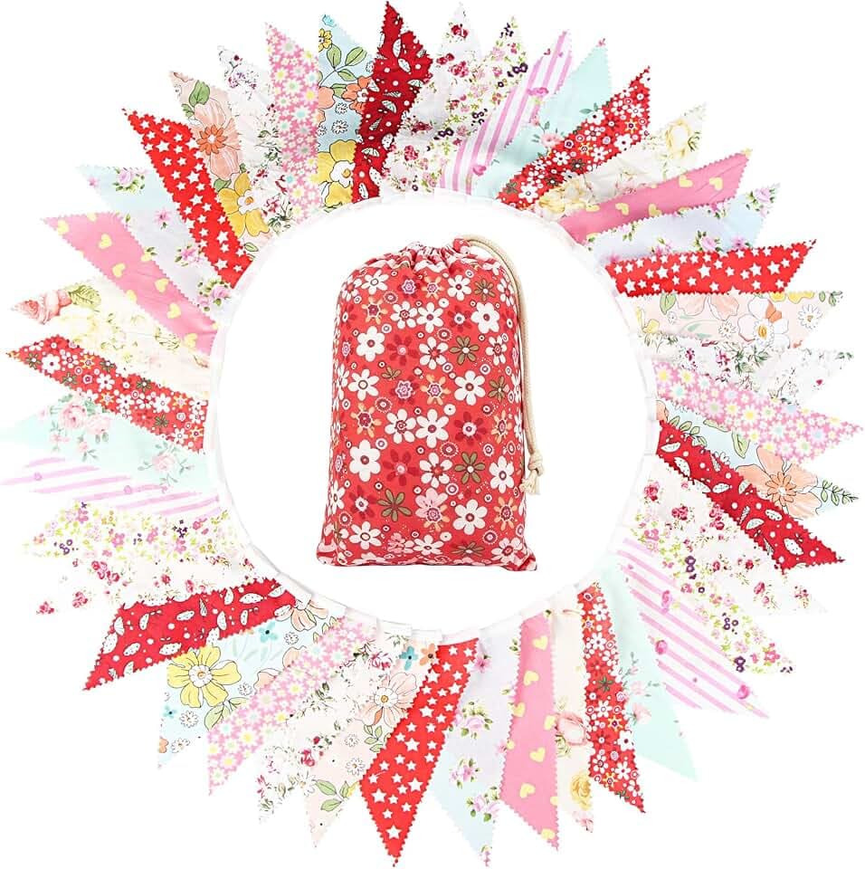 12M Bunting Wimpelkette Stoff, Fasching Wimpelkette Outdoor Wetterfest