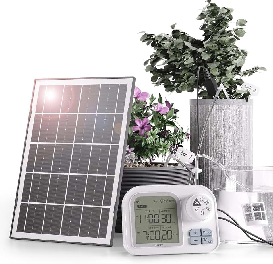 Raddy WS-7 Solar Drip Irrigation Kit, Auto Soil Moisture Sensor