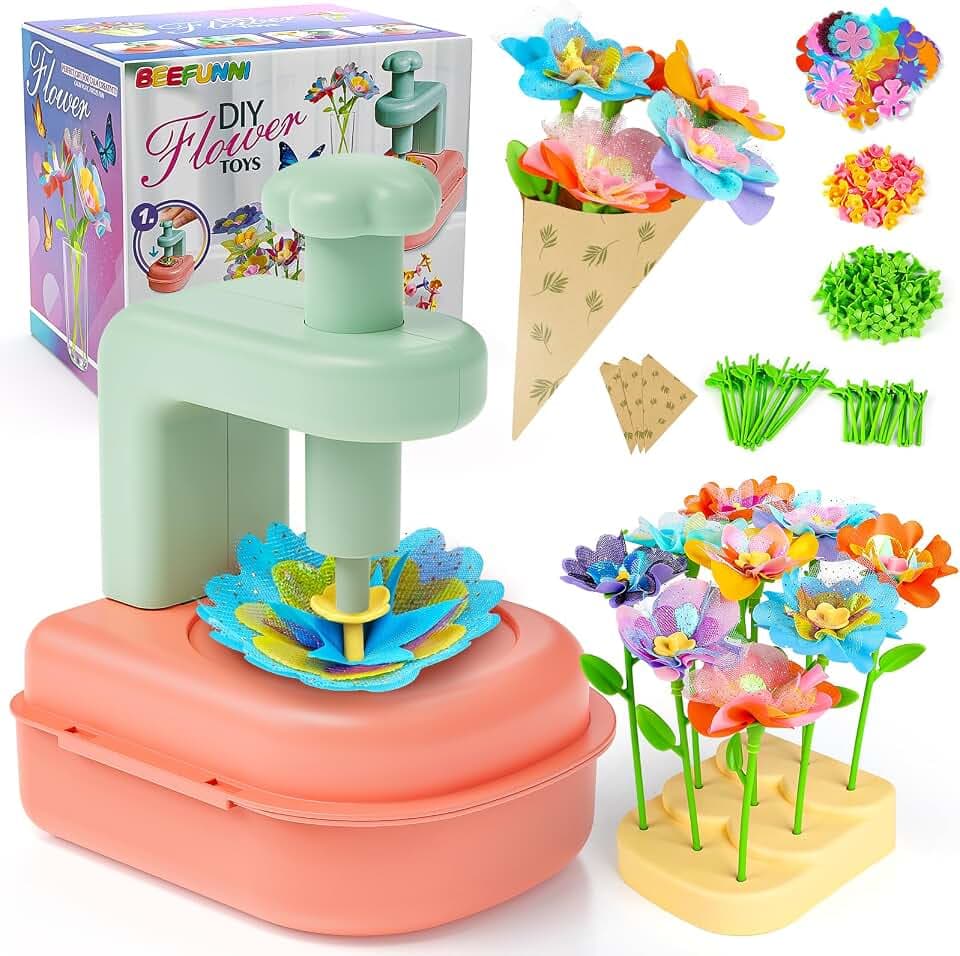 Flower Bouquet Craft Kit, DIY Flower-Making Crafts Toys for Kids Ages 4-8