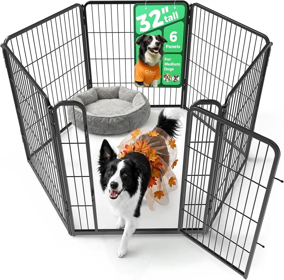 FXW Homeplus Indoor Dog Playpen, 32" H, 6 Panels, for Small & Medium Dogs