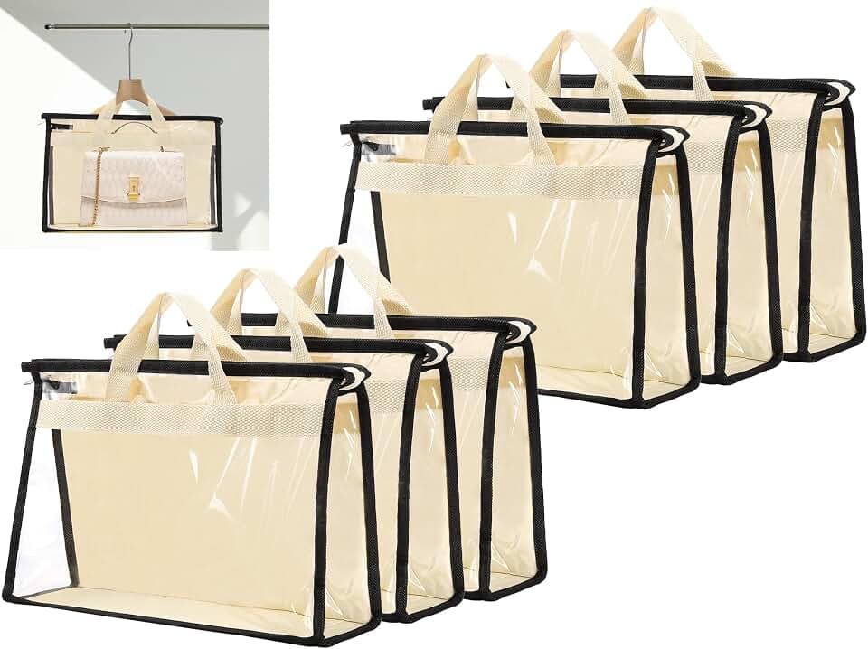 Jeffbaubl 6 Stück Staubbeutel, Transparent Staubbeutel für Handtaschen Aufb